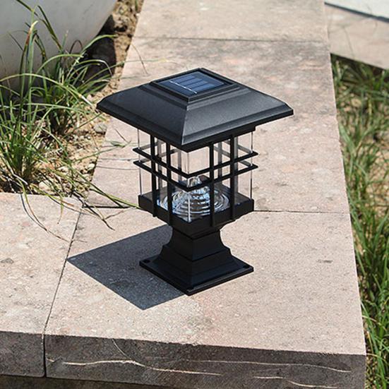 Solar Powered LED Pillar Lamp Outdoor Garden Yard Decorative Auto On/Off Light