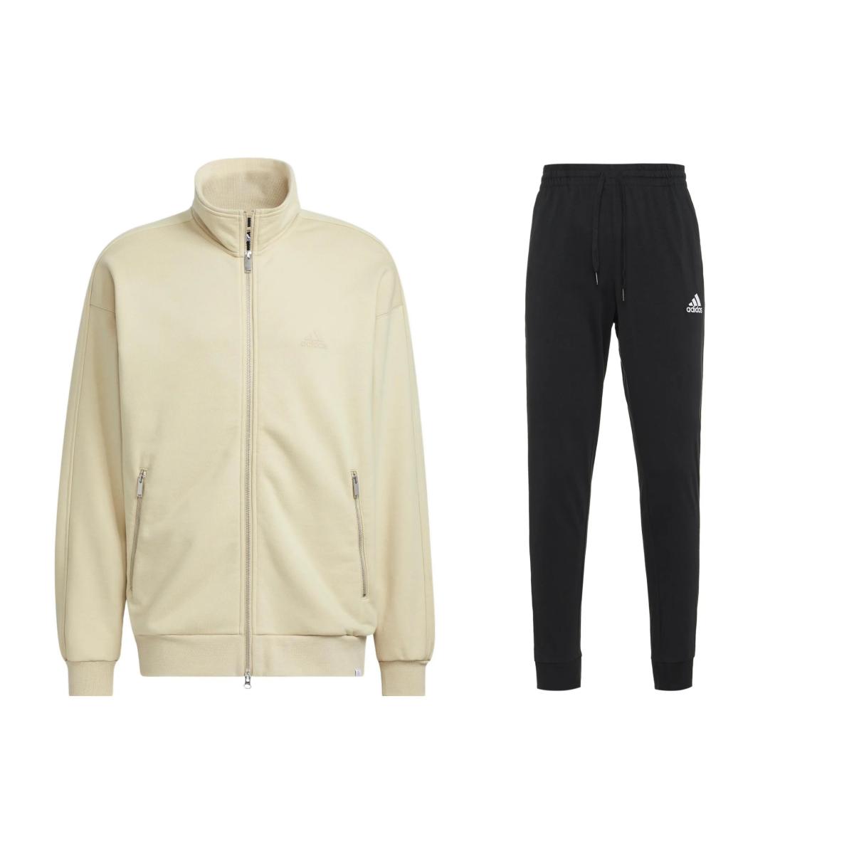 

Adidas Solid Color Minimalist Stand Collar Zipper Jacket And Drawstring Cuffed Pants Casual Sports Suit Men suit IK3463+GK9226 M