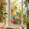 Creative Gifts for Window Decor Watercolor Bird And Flower Cling, Static PVC Waterproof Glass Sticker, Removable Art Pattern Stickers Decors,