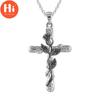 Hi Rose Flower Cross Pendant Chain Necklace Jewelry Gift for Women Jewelry Gift