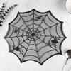 2/4Pcs Spider Web Black Lace Tablecloth Halloween Table Cloth Decorative Placemat Cosplay Spider Silk Party Table Ornament