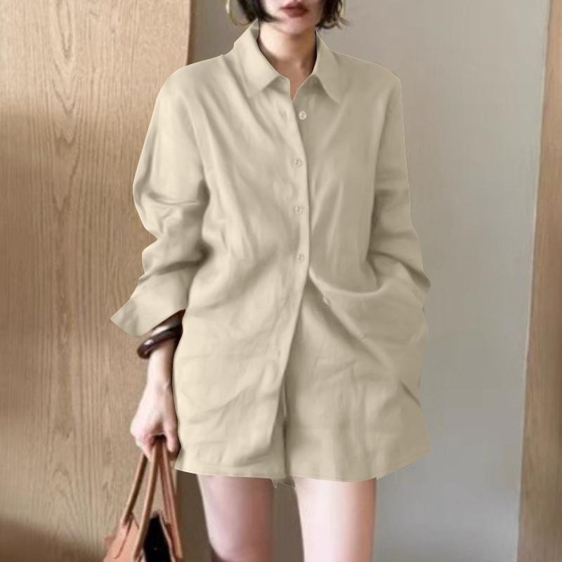 

ZANZEA Женский летний комплект из двух частей: блузка с длинным рукавом и шорты 5XL