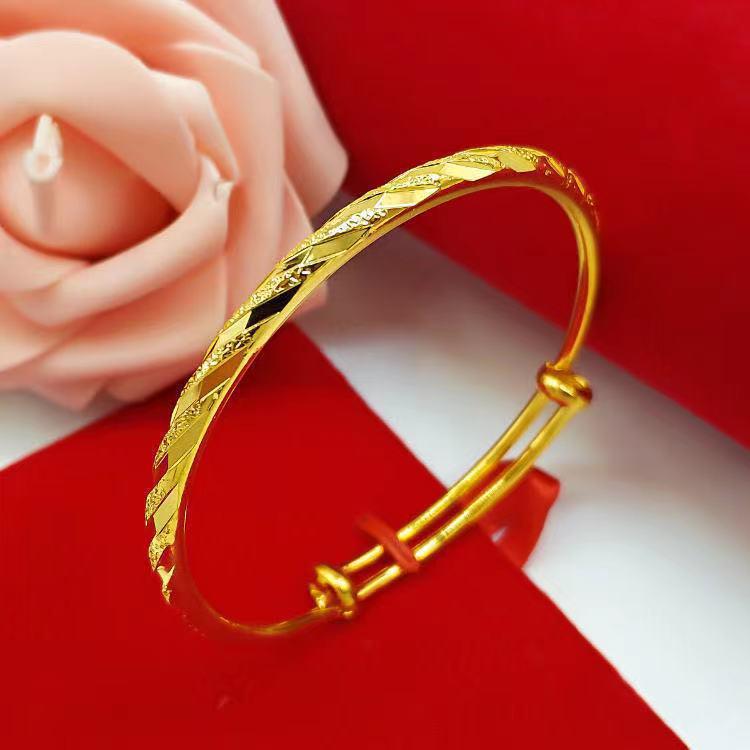 Gold-Plated Starry Dragon & Phoenix Push-Pull Women's Bangle - Non-Fading, High-End Jewelry