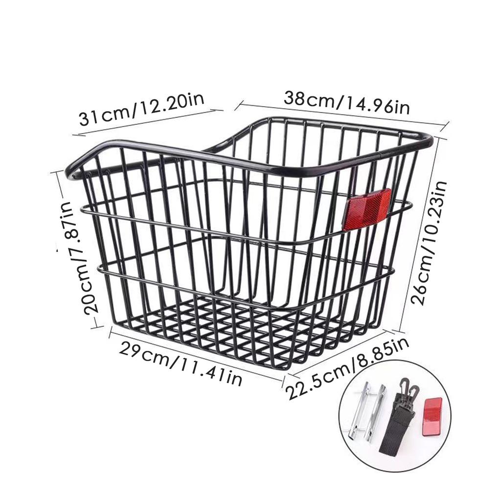 Bike Rear Basket With Rear Light Bicycle Rear Seat Storage Basket Metal Large Rear Cycle Rack Frame Cycle Rear Shelf For Cycling