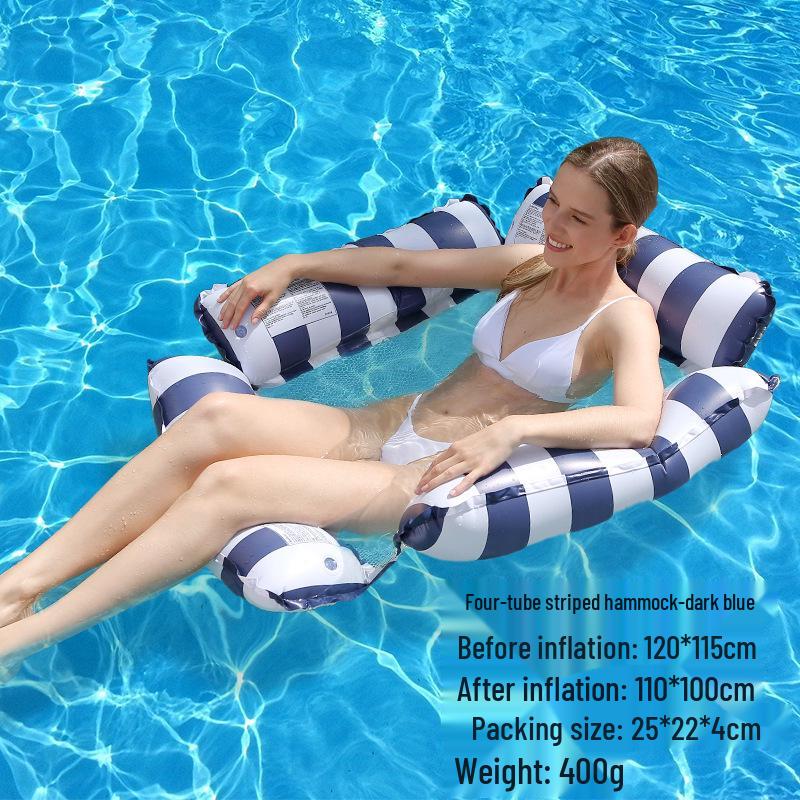 Foldable Striped Inflatable Pool Float Hammock Recliner