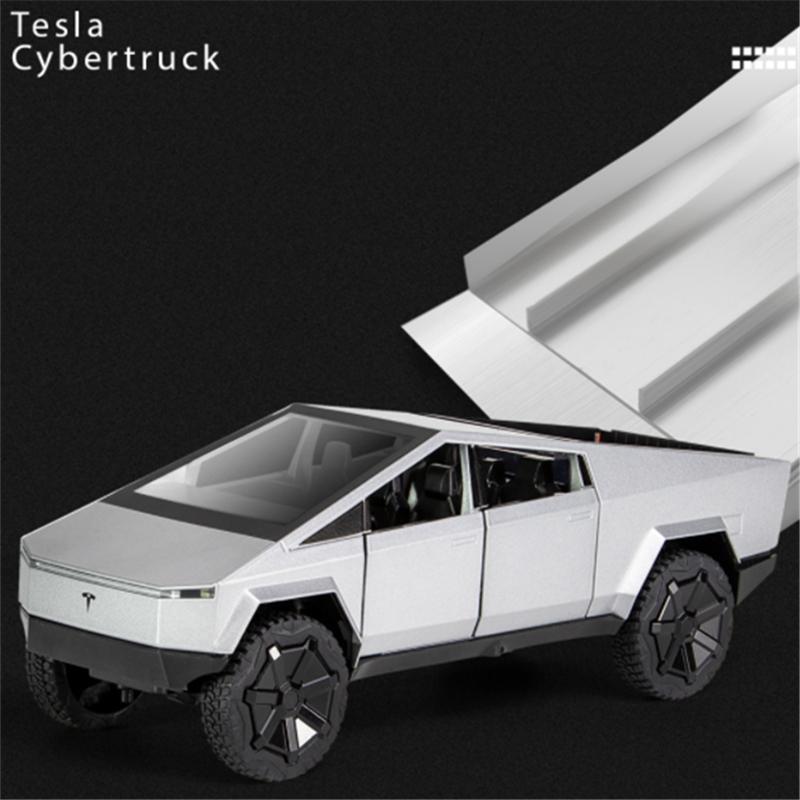 1/32 Tesla Truck Cyber Juguete Camioneta Pick-up Modelo de Camión de Aleación Coche de Metal Fundido a Presión Vehículos Todoterreno Modelo de Coche Sonido Luz Coche Regalos para Niños