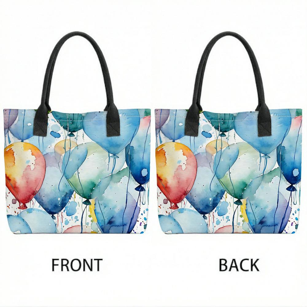 Watercolor Balloon Print Tote Bag Fashion Casual Large Capacity Portable Daily Handbag