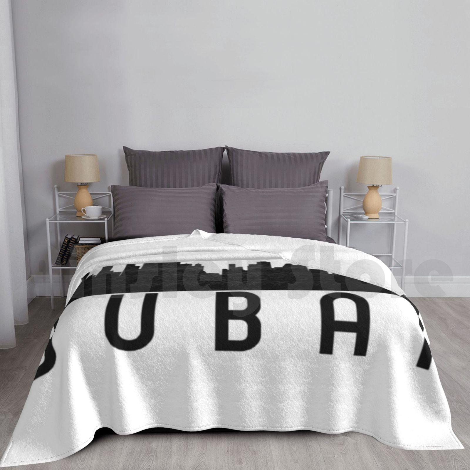 Dubai City Skyline Blanket For Sofa Bed Travel Dubai Skyline Uae Arabic Arab Kuwait Bahrain City Qatar Lebanon Size: 75*100cm, Weight: 230 GSM