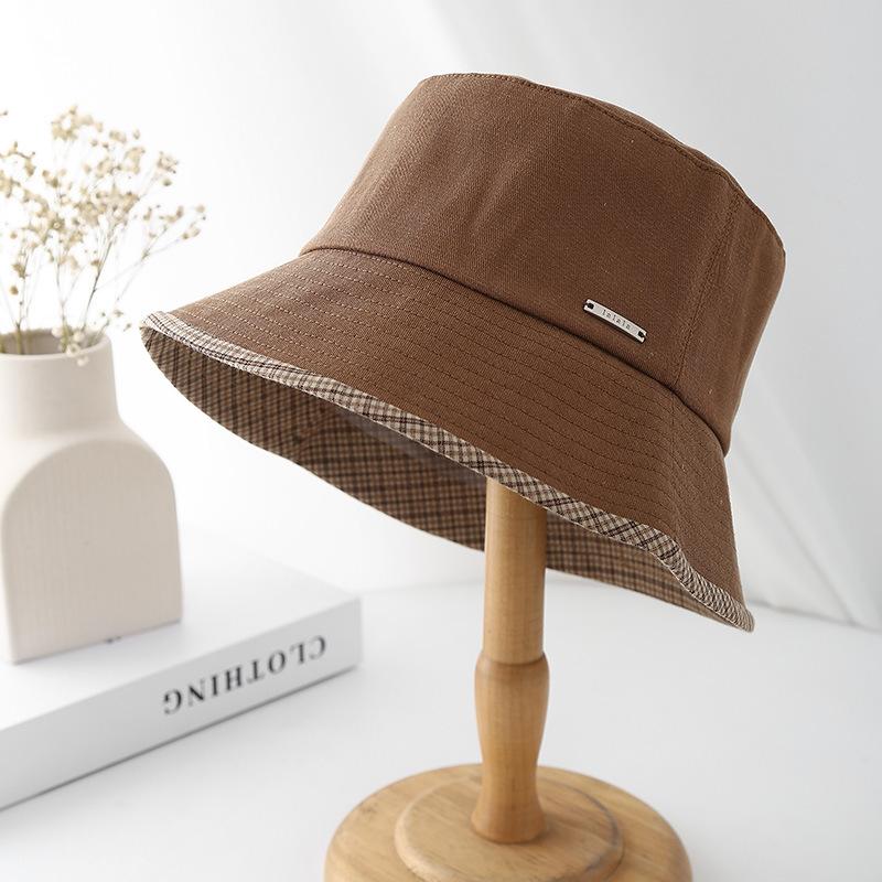 

2025 Spring Summer Bucket Hat Women Retro Elegant Simple Bow Hat Women s Japanese Style Fisherman Hat With Big Brim New Arrival 56-58CM кофейный