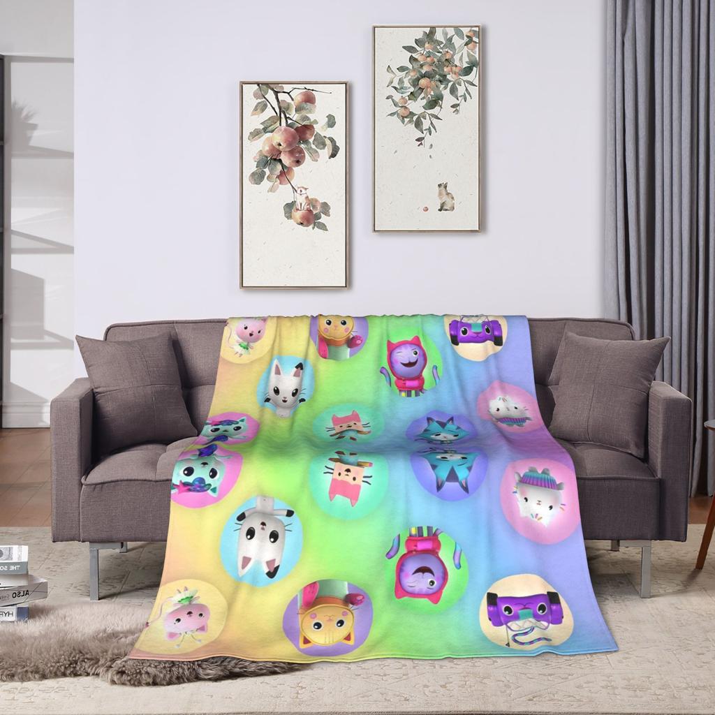 Maison de poupée mignonne de dessin animé 3D Gabby Cadeau pour fille Couverture en flanelle Douce et durable Couvertures de lit pour extérieur Couvre-lit d'extérieur Couvre-lit de canapé