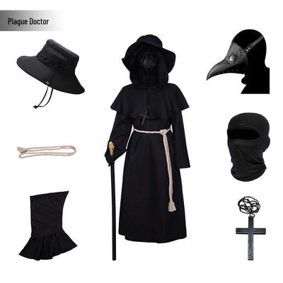 Plague Doctor Halloween Costume with Bird Beak Mask