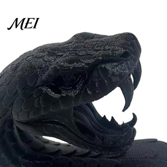 Black or White Decor 3D Printed Snake Head Ornament, Desk Sculpture with Sharp Teeth, Figurine Realistic Animal for Halloween Home Living Room