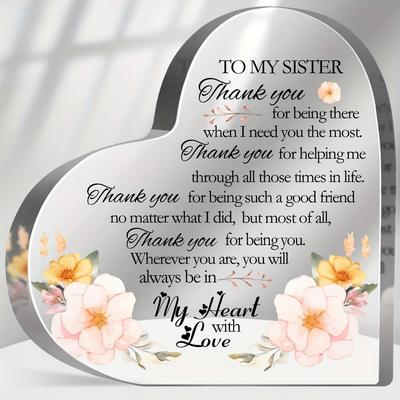 Sinal Moderno Floral de Agradecimento para Irmã, Lembrança de Amizade, Presente de Gratidão para Amigas, Decoração de Mesa e Casa, Quartos de Bebê, Escrivaninha de Casa, Sala de Estar