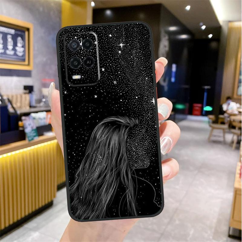 Black Aesthetic Skeleton Digital Case For Oppo A98 A18 A38 A58 A78 A60 A80 A40 A96 A76 A16 A94 A74 A54 A15 A17 A57 A77 A5 Pro