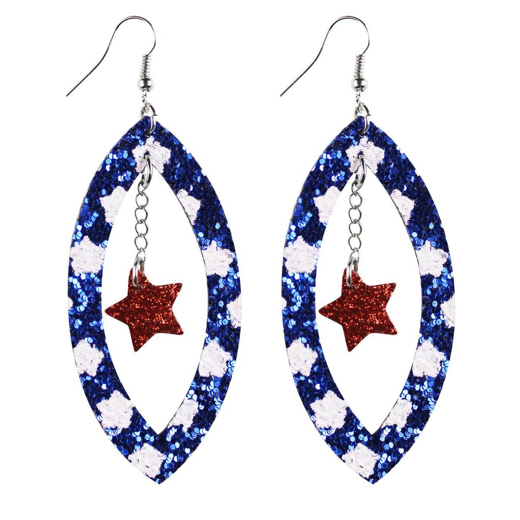 American Flag Star Stripe Elements Independence Day Leather Earrings Election Theme Diy