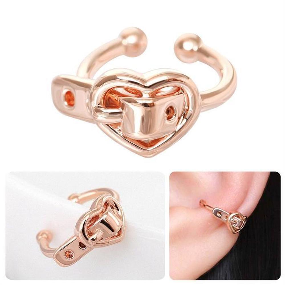 [Onm] Onm 14Kgp Unique Heart Rose Gold Ring Bracelet Ear Cuff (9594200)
