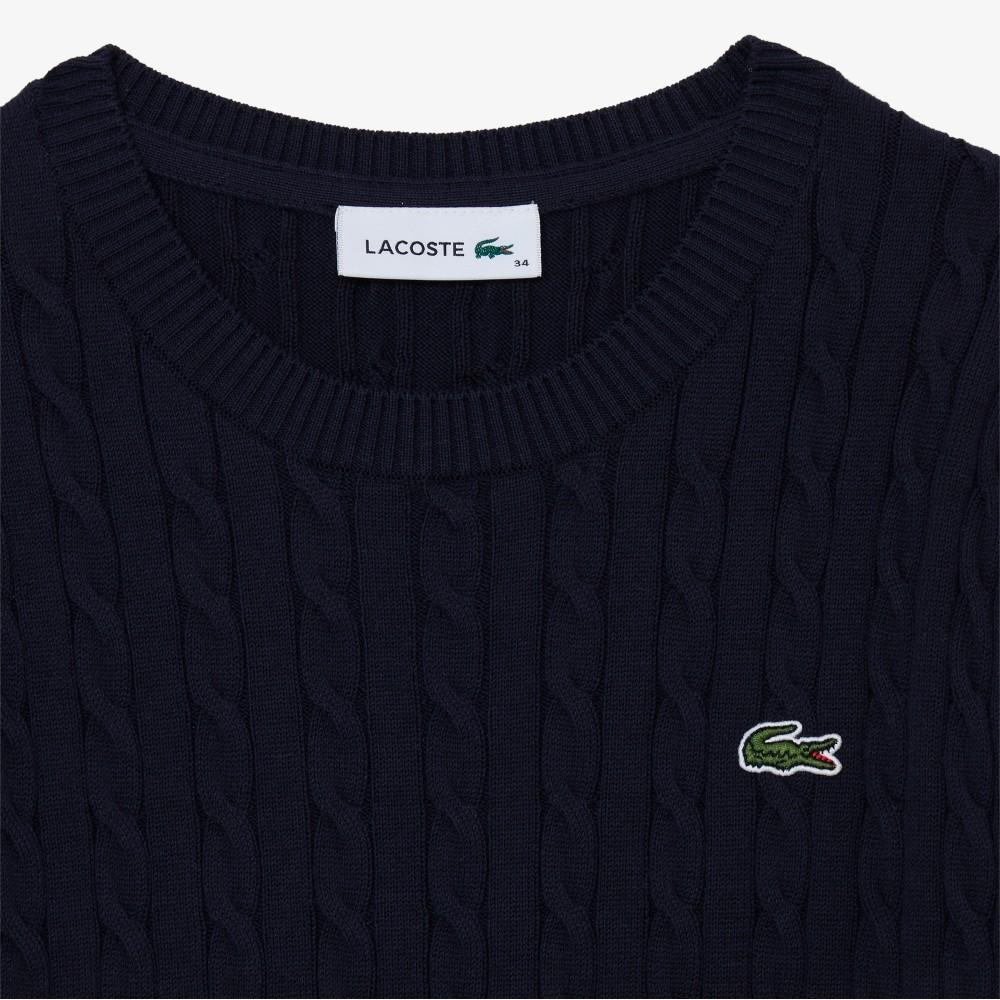 [lacoste] Women's Cable Short-Sleeve Crew Neck Sweater AF590E-56G166