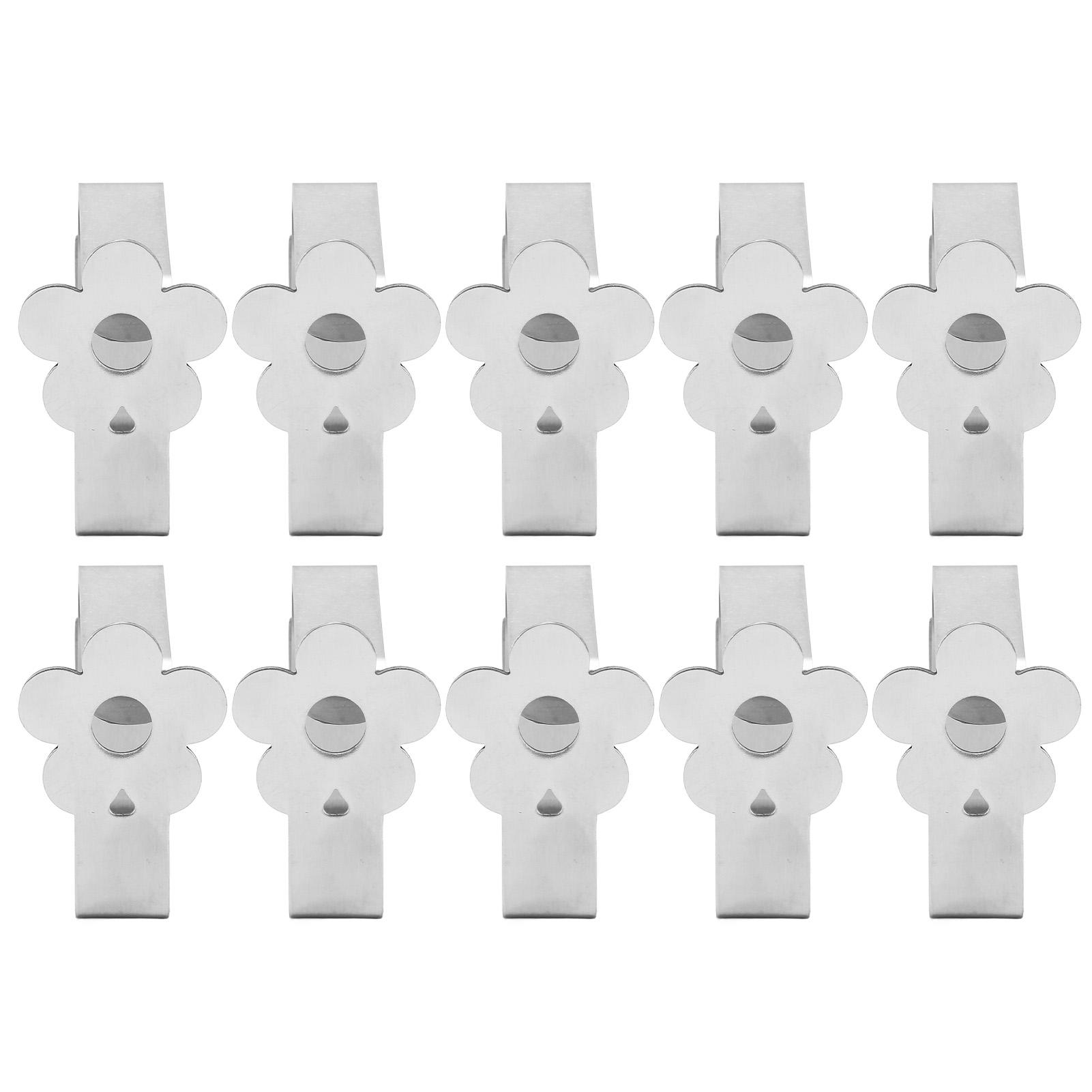 

10pcs Tablecloth Clips Multipurpose Thickened Strong Stainless Steel Table Cloth Holder for Outdoor and Indoor Silver