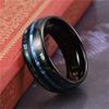 Fashion 8mm Stainless Steel Rings For Men Inlay Blue Opal And Abalone Shell Ring Men Wedding Engagement Jewelry Anniversary Gift