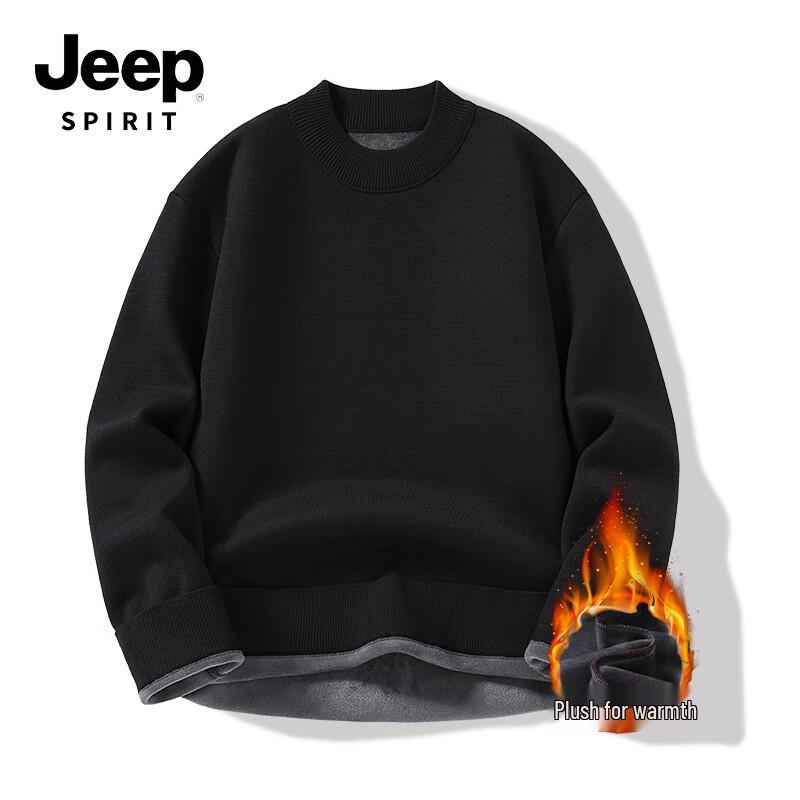 JEEP SPIRIT Men's Heavyweight Fleece-Lined Turtleneck Sweater