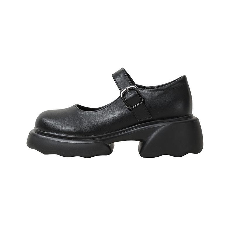 Platform Jk Small Leather Shoes Women's Spring New Japanese College Style One-word Buckle High-heeled Mary Jane Single Shoes