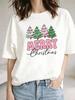 (Asian Size) Christmas Festival Tee Top New Year tree letter cute Clothing T Shirt Women Fashion Print Female Woman Short Sleeve Graphic T-shirts