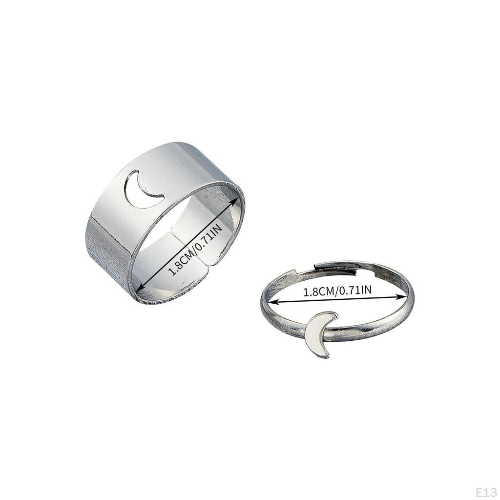 Fashion Hollow Matching Rings Set for Teen Girls Mens Engagement Adjustable Open Punk Jewelry
