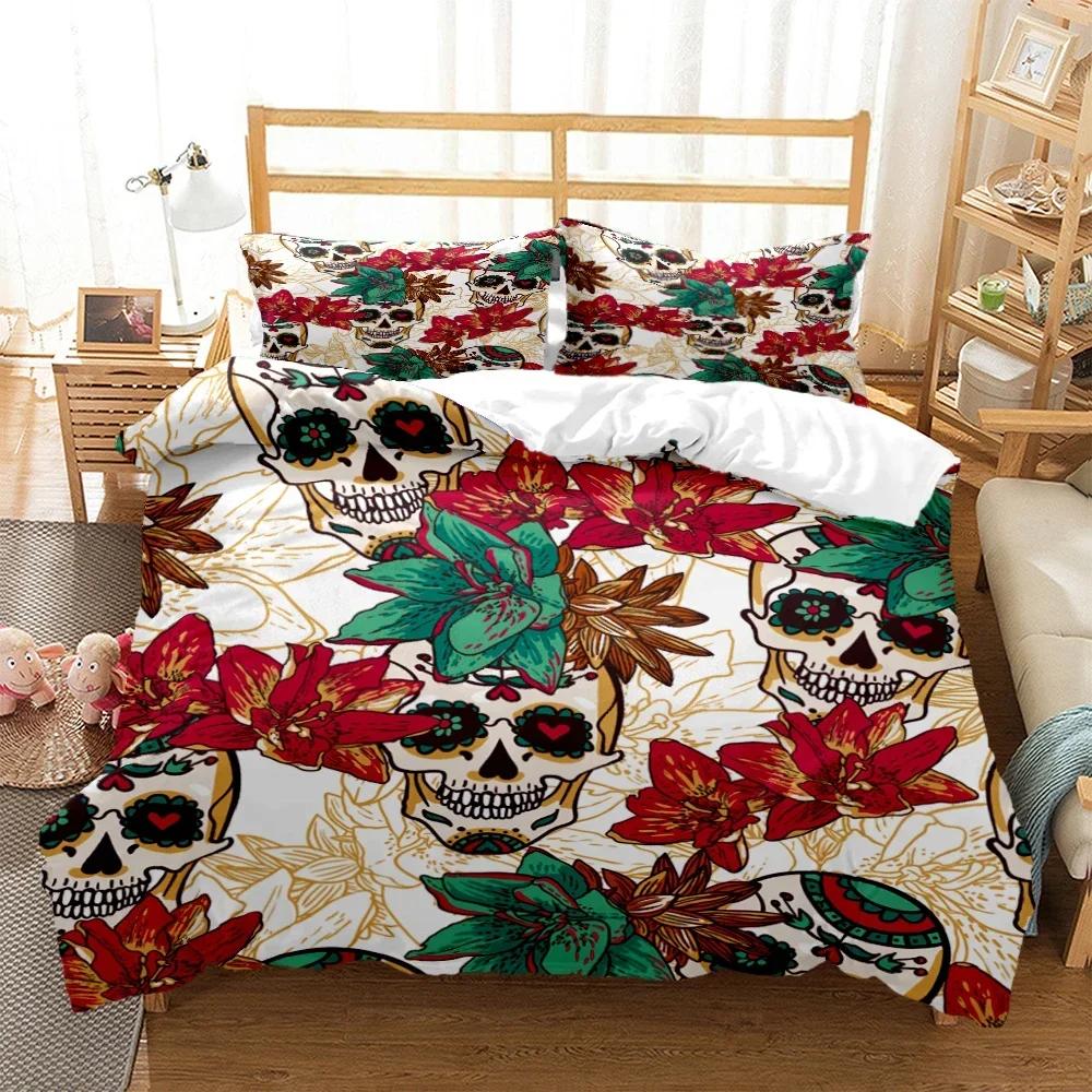 

Mysterious Colored Skeleton Comfortable Duvet Quilt Cover Pillowcase Bedding Set Children Bedroom Decoration Home Textile 70x133cm