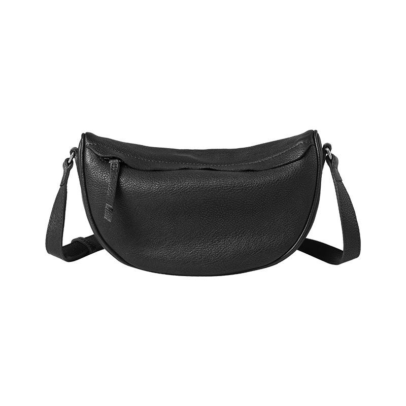 

Leather Casual Crescent Bag Vintage Genuine Leather Bag Minimalist Versatile Shoulder Crossbody Bag for Women