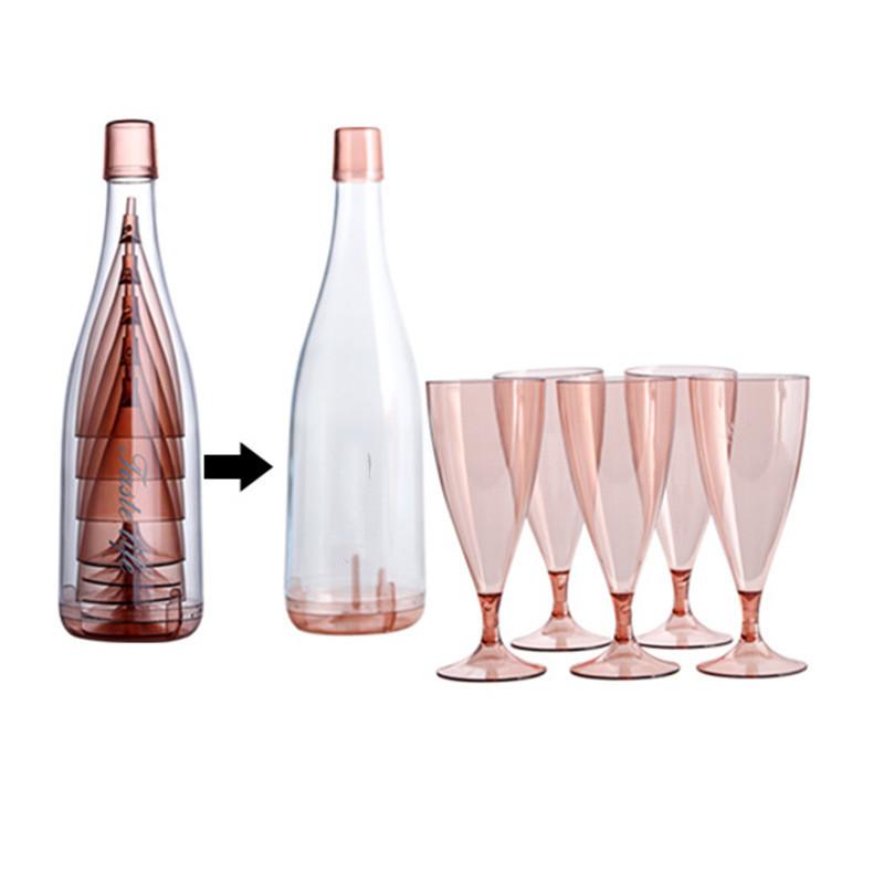 6 Pcs /set Outdoor Portable Red Wine Glass Set Food-grade Plastic Water Cup Picnic Champagne Cup Set Home Drinking Utensils