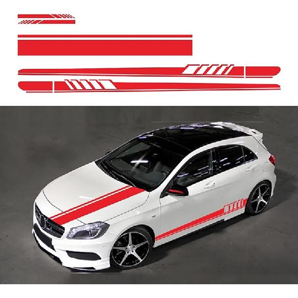 Racing Stripes Car Stickers Sport Stripes DIY Styling Decorated Door Hood Mirrors Vinyl Sticker Accessories For Car Trucks SUV(5PCS) (Yellow)