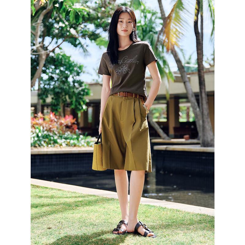 Annacau Women s Casual Rhinestone Cotton T-Shirt S