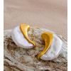 Eetit Women Simulated Pearls Moon Huggie Earrings for Women Stainless Steel Golden Statement Cast Unique Jewelry Prevent Allergy