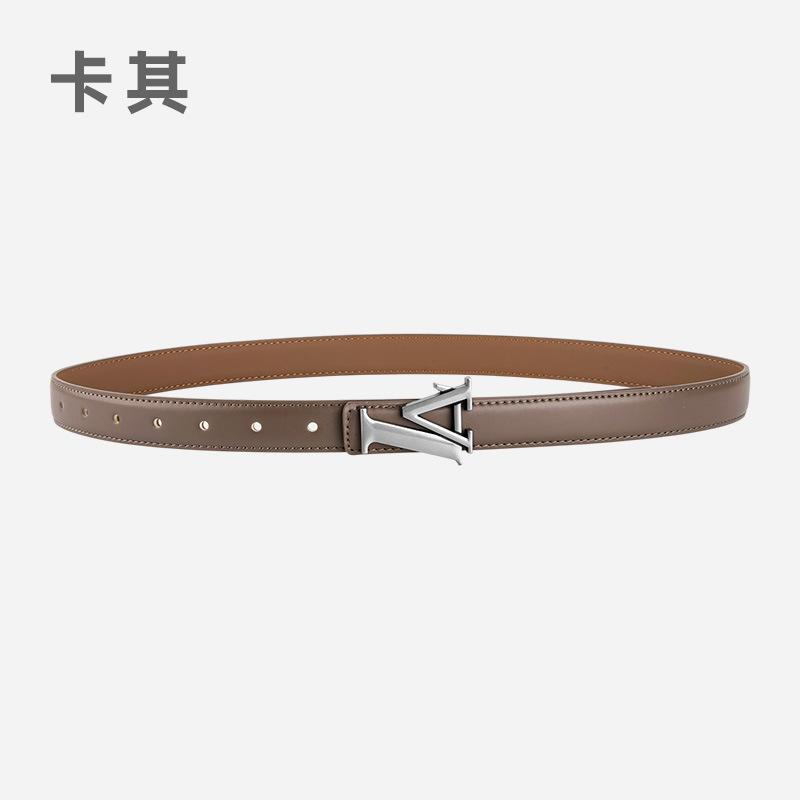 Alloy Alphabet Board Buckle Leather Belt Women'S Premium Pants Belt Women'S