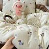 Class A soft waxy washed cotton four-piece bedding cute small fresh quilt cover bed sheet student dormitory bed hat model