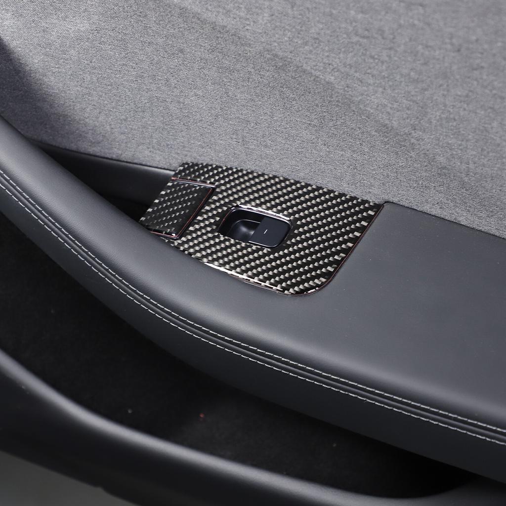 Carbon Fiber Window Lift Switch Button Trim Sticker For Tesla Model 3 23-24