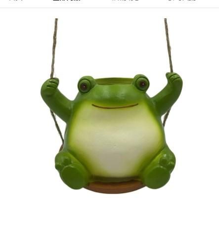 Swing Frogs Planter Pot Cute Smiling Face Resin Flower Pot Swing Succulent Flower Planter Wall Hanging Flower Pot Garden Decor