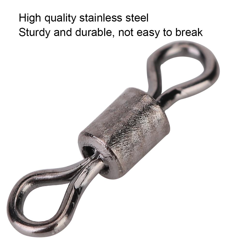 50pcs Stainless Steel Fishing Connector Pin Bearing Rolling Swivel Fish Accessories(#10)