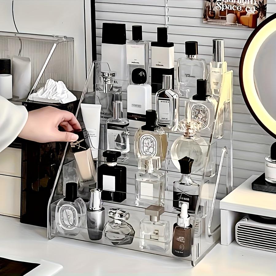 Clear Acrylic Multilayer Perfume Organizer | Compact Countertop Display for Dresser, No Power Required, 27 Inches Height, 3.2 Cubic Feet Capacity