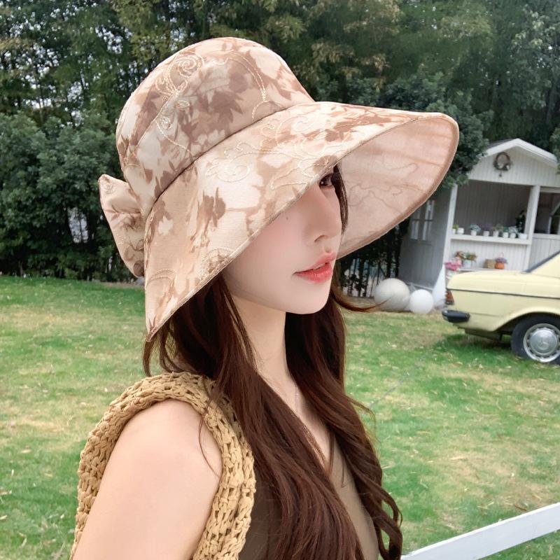 Wenling Hat Women's Sunshade Breathable Eugen Yarn Semi-empty Top Sun Hat Big Eaves Show Face Small Sunscreen Mother Hat