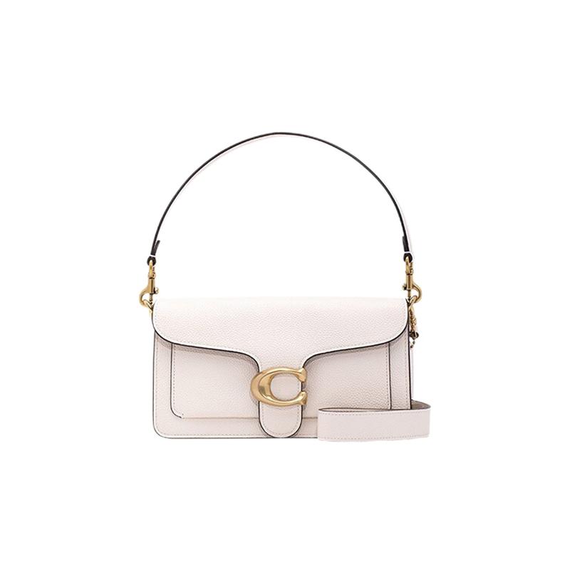 

COACH Tabby 26 Classic Signature Hardware Polished Pebbled Leather Underarm Handle Crossbody Shoulder Bag Medium Women s White золотий
