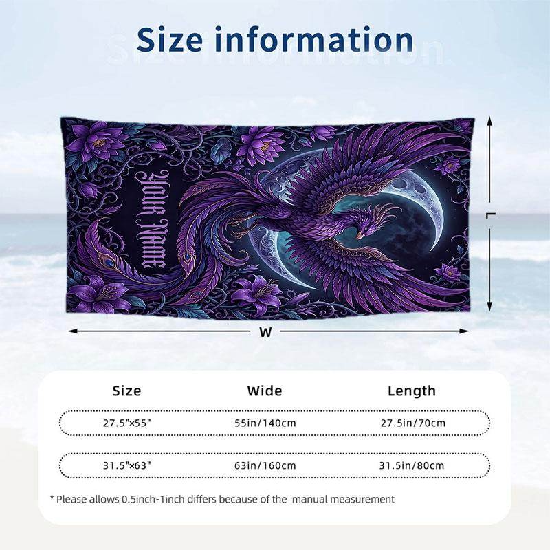 Dragon Phoenix Theme Beach Towel Personalized Custom Name & Text Soft Quick Dry Beach Towel for Swimming Travel