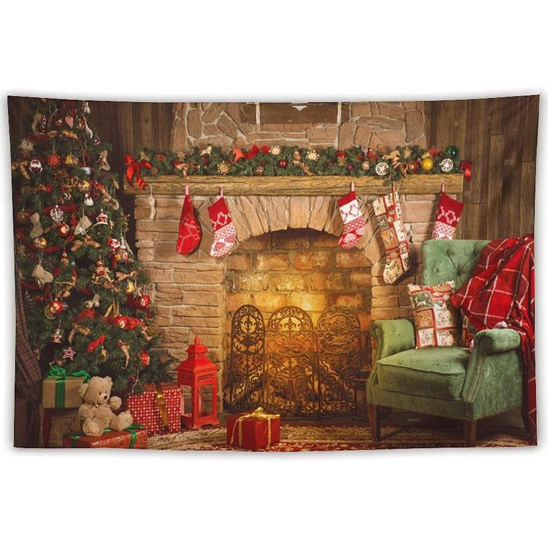 Christmas Snow Scene Party Background Wall Printed Tapestry Suitable For Home Decoration And Festive Atmosphere Christmas Decora