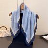 Fresh Texture Herringbone Cotton Linen Small Square Scarf Silk Imitation Velvet Headscarf Shawl Sunscreen Women