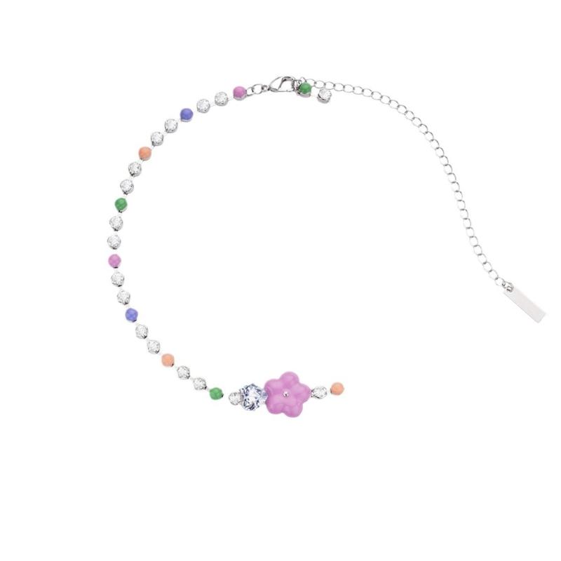 Crystal Beaded Necklace or Bracelets Adjustable Flower Charm Wrist Chain/Bangle Unique Statement Pieces for Girls Women