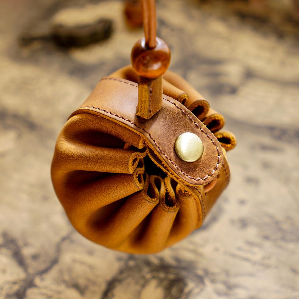 Handmade Top-grain Cowhide Coin Purse Creative Drawstring Coin Bag Household Storage Bags Retro Genuine Leather Small Purse New