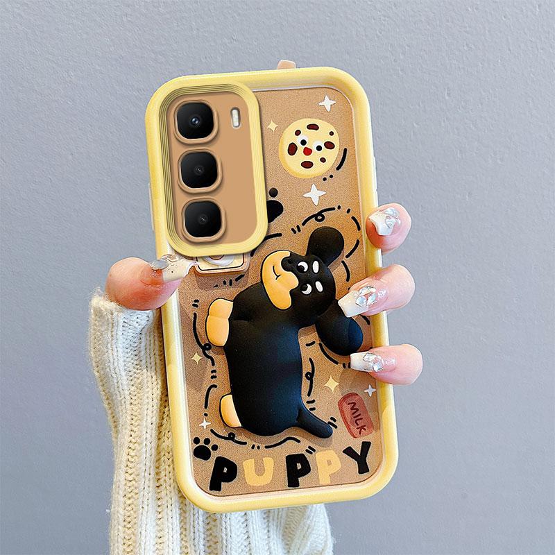 KEYSION Shockproof Case for Infinix Hot 60i 60 5G with Lanyard Soft Silicone Cute 3D Cartoon Doll Phone Back Cover for Infinix Hot 60 Pro+