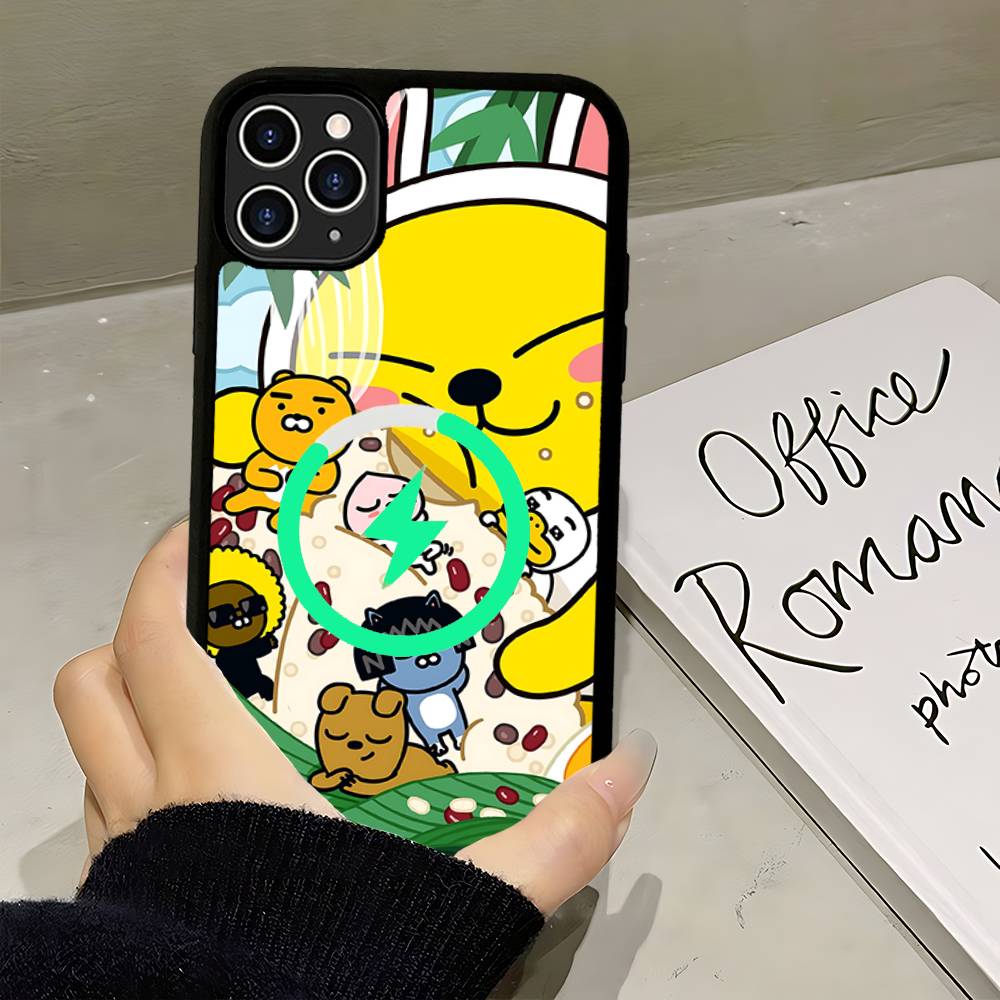 Cartoon K-KAKAO CUTE F-FRIENDS Magnetic Phone Case For IPhone 16 15 14 13 12 11 17 Pro Max Plus Wireless Charge Cover
