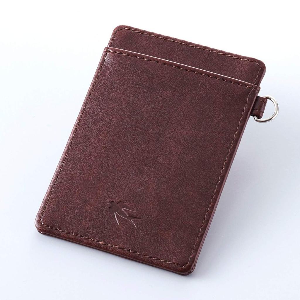 Gulf Stream UNA RONDINE PU Leather Single Pass Case Slim Card Holder with D-Ring Dark Brown GPU-TP-04