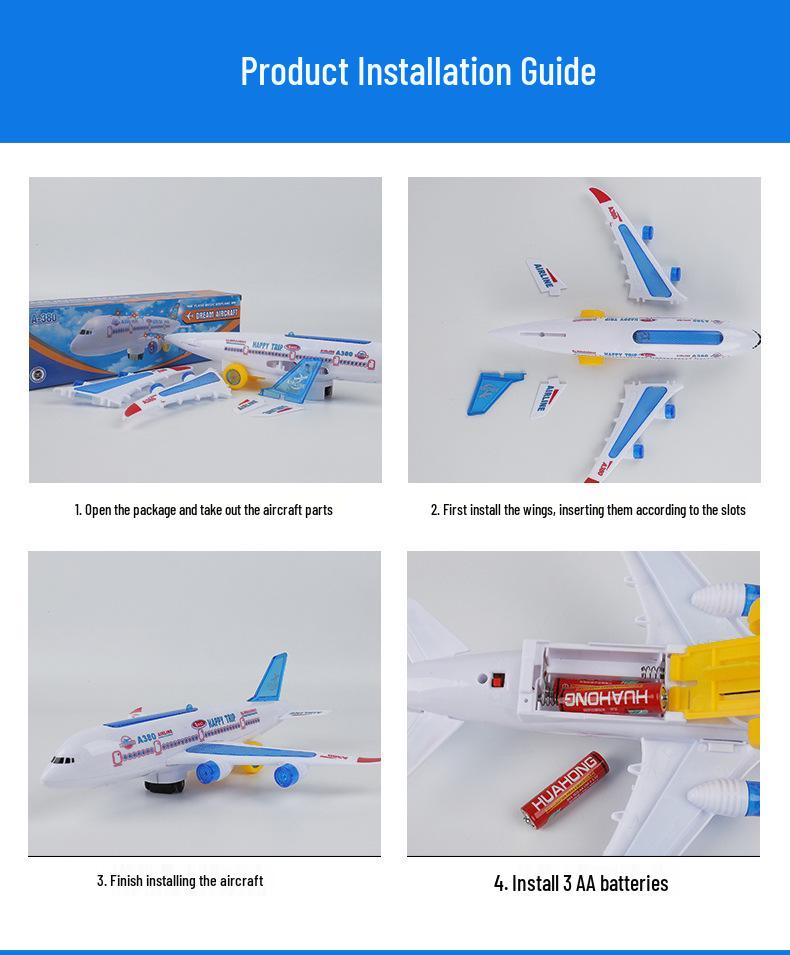 Children's Electric A380 Airliner Toy with Lights and Music